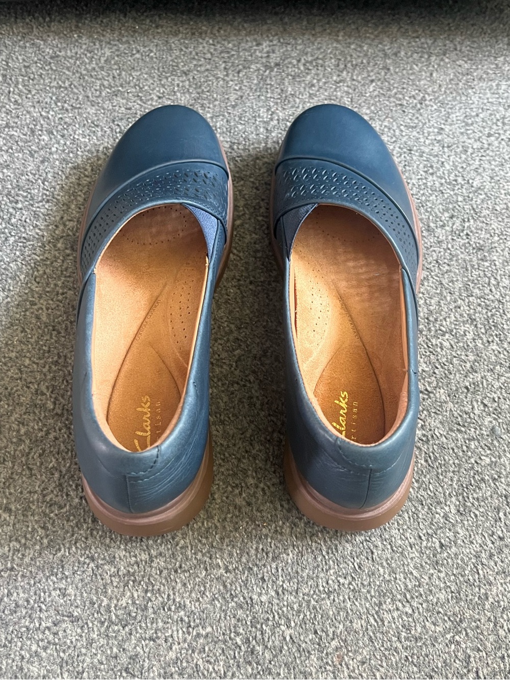 Clarks Certina Edge Leather Women's Navy Slip-On Loafers - Picture 10 of 14